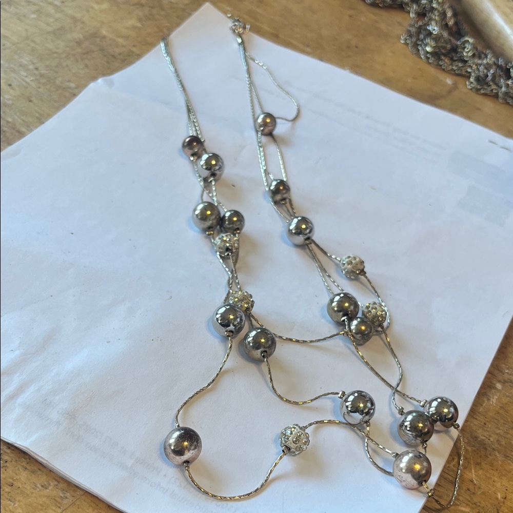 Elegant Silver and Gold Beaded Necklace